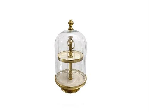 ETAGERE ALLUMINIO CLASS 2 RIPIANI C/CLOCHE D20 H43 ORO
