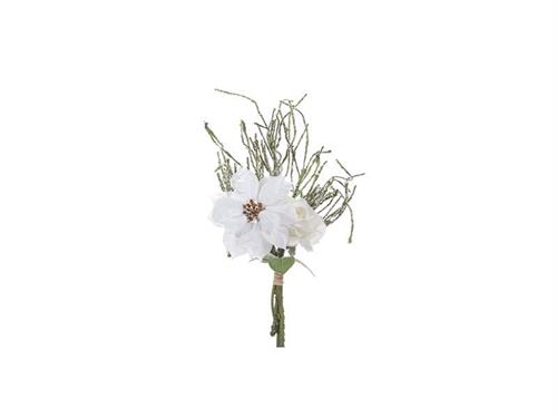 BUNDLE STELLA NATALE E ROSA CM45 GHIACCIATO BIANCO