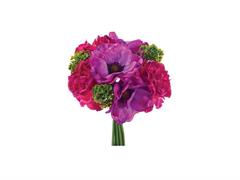 BUNDLE ANEMONI E ROSE X9 CM26 FUXIA
